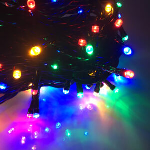 Guirnaldas decorativas LED - cable negro - Multi / Cálido / Rojo / Azul