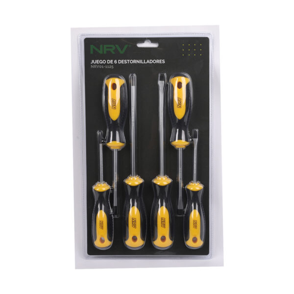 Set de 6 destornilladores: 3 Philips + 3 Planos