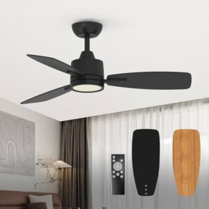 Ventilador de techo con lámpara LED y control - 15W - Negro