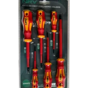 Set de 6 destornilladores aislados - 3 planos - 3 phillips